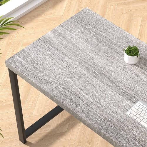 FOLUBAN 47 Inch Home Office Desk, Modern Computer Desk with Storage Shelves, Small Study Writing Gaming Table Workstation for Living Room Bedroom, Industrial Light Grey - Image 4