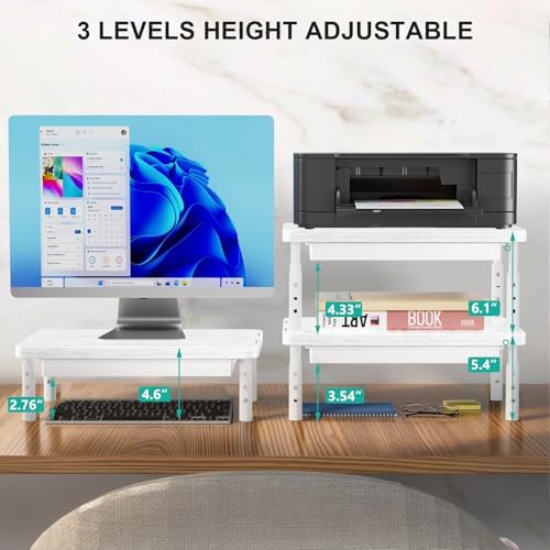 WALI Computer Monitor Stand with Storage, Monitor Riser 3 Height Adjustable - Image 4