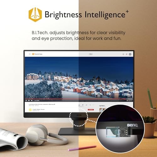 BenQ GW2490 24" Computer Monitor 100Hz FHD 1920x1080p IPS Eye-Care Tech VESA Mount Thin Bezel Low Blue Light Adaptive Brightness Wall Mount Built-in Speakers DisplayPort HDMI Port2 - Image 2