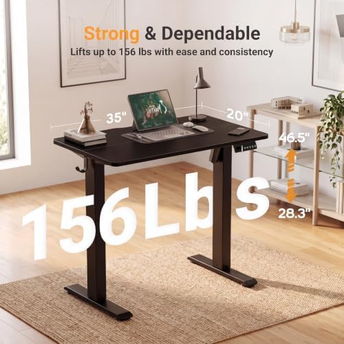 Claiks Electric Small Standing Desk, 35x20 Inch, Black - Image 3