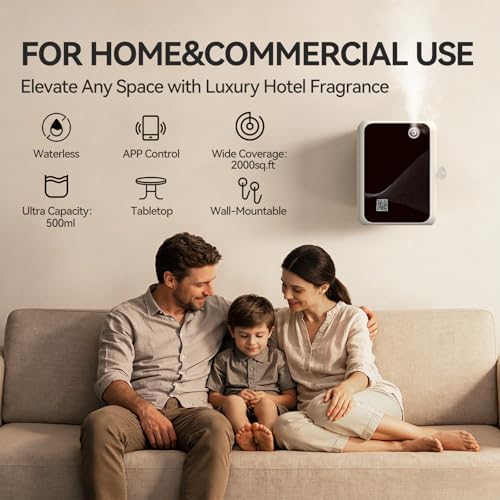 Waterless Essential Oil Diffuser-500ml Large Capacity,Smart App Control,Timer Function,Low Noise for Large Room up to 2000 sq.ft,for Home,Office,Hotel,Black-White Combo - Image 2