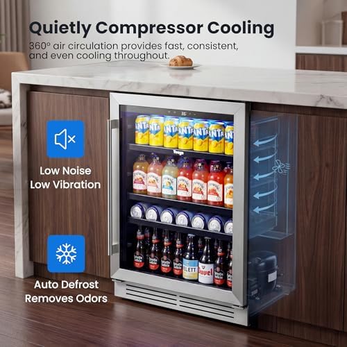 Yeego Beverage Refrigerator - 24 inch 180 Cans Beer Cooler with Glass Door - Image 4
