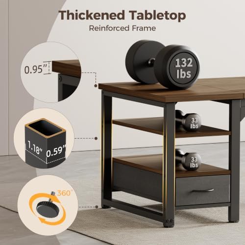 Mericonia 48 in Computer Desk with Drawer, 1" Thick Reversible Office Desk - Image 5