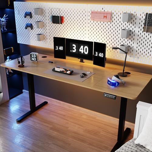 Shintenchi Standing Desk, 63x24 Inch Height Adjustable Electric Sit Stand up Desk, Ergonomic Rising Computer Table, Modern Lift Gaming Desk Workstation for Home Office, White by Shintenchi%7CFurnitureMadeforRealLife