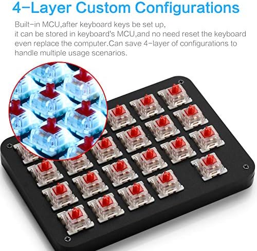 Koolertron One-Handed Macro Keyboard, 23-Key Red Switch Gaming Keypad - Image 5
