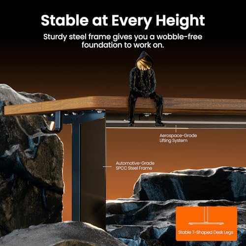 ErGear Height Adjustable Electric Standing Desk, 48 x 24 Inches Sit Stand up Desk, Memory Computer Home Office Desk, Vintage Brown - Image 5