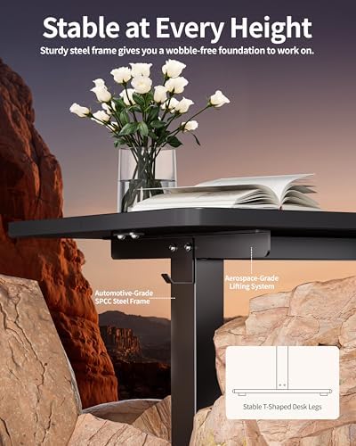 BIZUM Electric Standing Desk 60 x 24 Inch Computer Desk-Gaming Desk Black Home Office Desks Height Adjustable Memory Stand Up Computer Workstation - Image 6