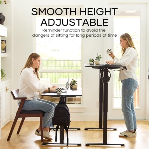 Veken 39.4 Inch Large Electric Standing Desk, Gaming Table, Black - Image 6