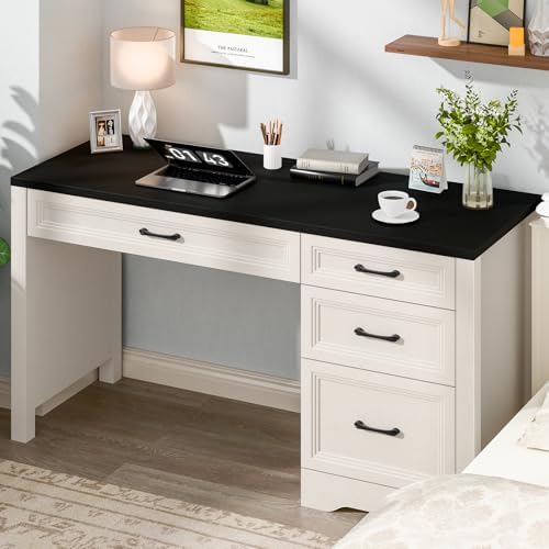Vabches Farmhouse Executive Desk with Storage and Ample File Drawer, Rustic Large Home Writing Desk for Bedroom, Black - Image 3