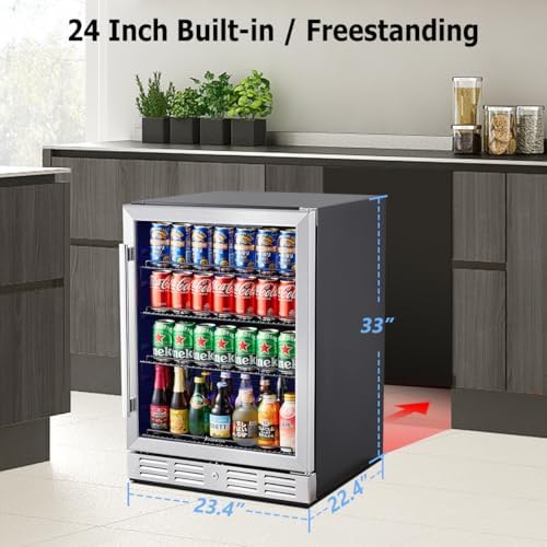 Kalamera 24 inch Beverage Refrigerator - 154 Cans Capacity Beverage Cooler- Fit Perfectly into 24" Space Built in Counter or Freestanding - for Soda, Water, Beer or Wine - For Kitchen, Bar or Office - Image 4