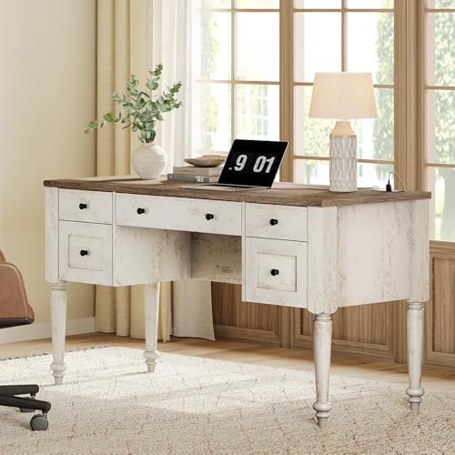 WAMPAT Vintage Writing Desk with Drawer & Cabinet, Farmhouse Executive Desk by WAMPAT