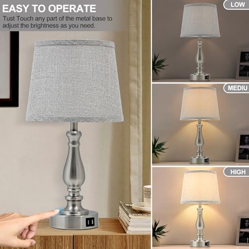 EJIAXIN Table Lamps for Bedroom Set of 2,Dimmable Touch Bedside Lamps with Dual USB A+C Ports - Nightstand Lamp for End Table Modern Night Stand Lamps for Living Room Guest Room - Image 2