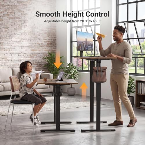 Claiks 35 x 20 Inch Rustic Brown Electric Standing Desk - Image 4