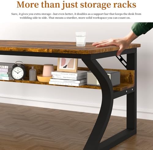 StarGraph Wood Computer Desk Table for Office Gaming Work Pc (Brown, 47") - Image 3