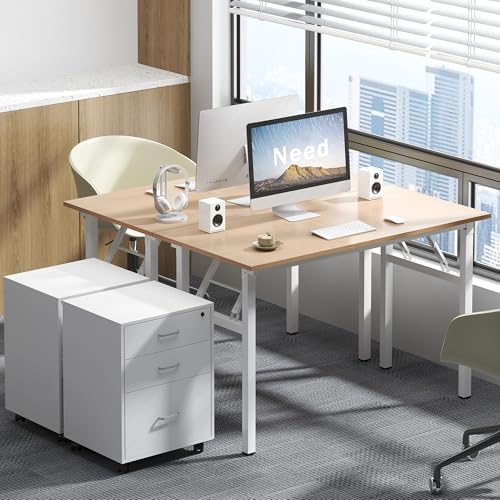 Need Office Computer Desk 39.3 Inch Sturdy Folding Laptop Table Pink Oak - Image 4