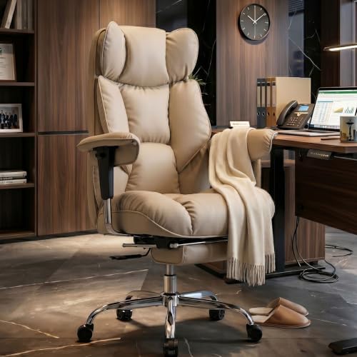 Efomao Executive Office Chair 400lbs,Beige Big and Tall Desk Chair - Image 2