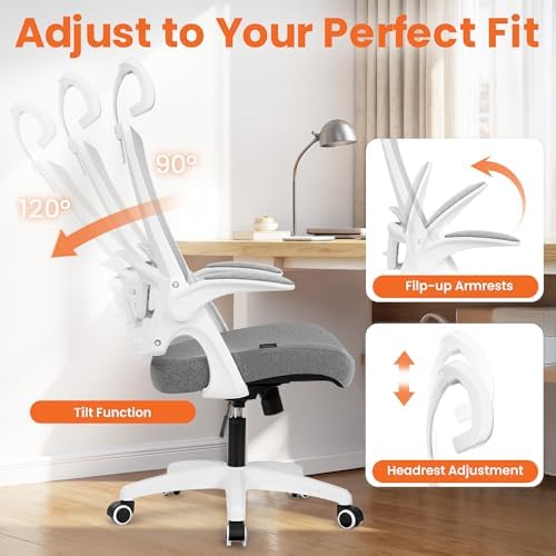 NEO CHAIR Office Desk Chair with Ergonomic High Back Mesh Headrest, Grey - Image 5