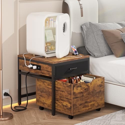 Unikito Mini Fridge Stand with Storage Drawer and Power Outlet - Image 2