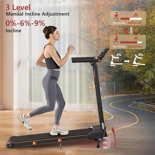 Foldable 4 in 1 Treadmill Walking Pad with Incline Remote Control Compact 3.0HP Under Desk Treadmill for Home Office Fitness 300 lbs Capacity with Handle Bar - Image 2