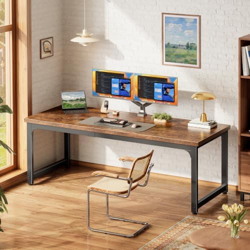 PRAISUN 63 x 24 Inch Computer Desk, 0.95'' Thicker, Duty, Rustic Brown - Image 4