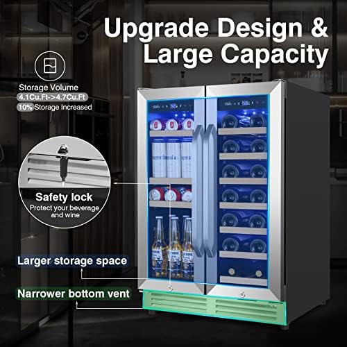 24 Inch Upgraded Dual Zone Wine and Beverage Refrigerator Cooler - Image 3