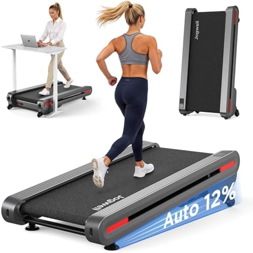 Jogwell Walking Pad Treadmill with 12%/20% Auto Incline, 43"x18" Extra-Wide by Jogwell