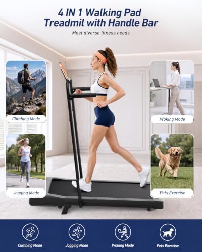DeerRun Walking Pad Treadmill with Incline & Handle Bar - Image 3