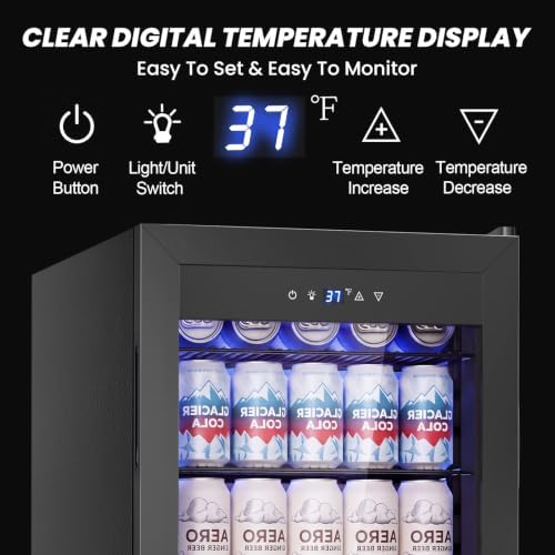 Beverage Cooler Refrigerator, 3.2 Cu. Ft. Mini Fridge with Glass Door Black - Image 4