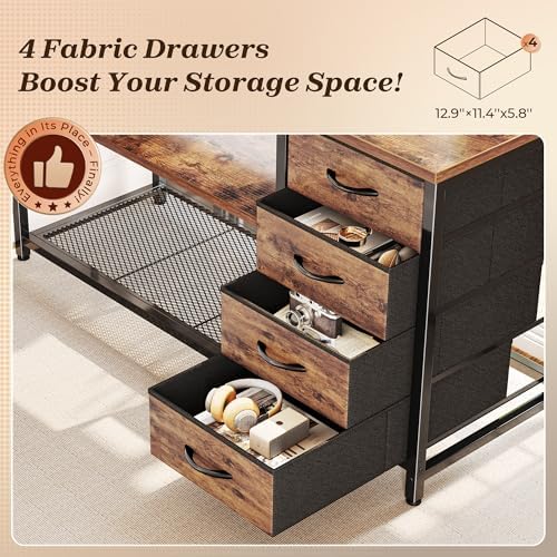 PRAISUN 53" L Shaped Desk with Power Outlets & 4 Drawers - Image 7