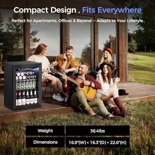 Feelfunn 1.7 Cu.Ft Beverage Refrigerator, 68 Can Mini Fridge, Black - Image 6