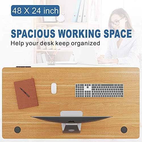 Shintenchi Electric Standing Desk, 48 x 24 Inch Height Adjustable Sit Stand Desk Morder Home Office Stand Up Desk Computer Work Station with Splice Board, (Black Frame + Bamboo Top) - Image 5