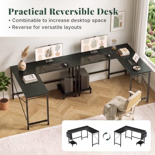 L Shaped Computer Gaming Desk with PC Stand for Home Office - Image 3