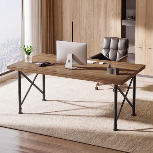 Tribesigns Solid Wood Executive Desk, 63" Industrial Home Office Desk by Tribesigns
