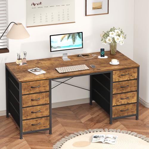 50 Inch Computer Desk with 8 Drawers for Home Office, Bedroom, Living Room - Image 2