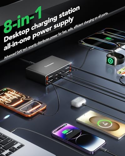 8-in-1 Retractable Charging Station for Multiple Devices, USB-C GaN Hub - Image 2