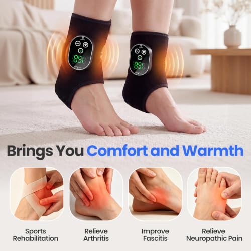 2-Pack Foot Massager for Neuropathy, Ankle Wrap Heating Pad with Massage - Image 2