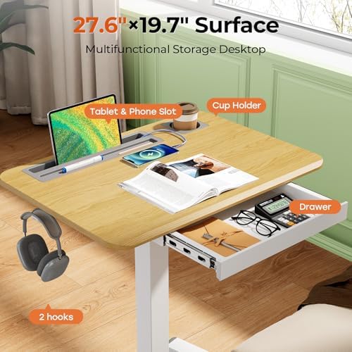 28" Mobile Standing Desk with Drawer, Portable Laptop Desk - Image 4
