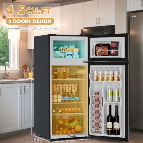 Manastin 4.5 Cu.Ft Mini Fridge Freezer for Dorm/Office, 2-Door, Quiet - Image 2