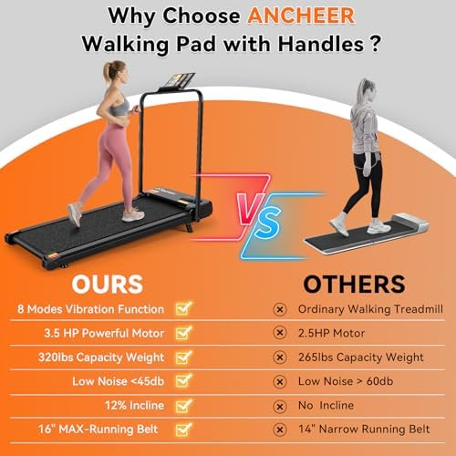 ANCHEER Walking Pad with Incline - Under Desk Treadmill with Handle Bar - Image 6