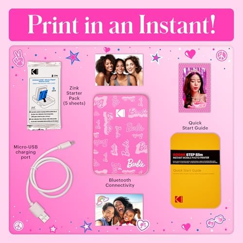 Kodak x Barbie Instant Smartphone Portable Photo Printer, Full Color, Wireless, Zink 2x3” (5.1x7.5 cm) Sticky-Back Photos, Print from iOS & Android Devices with Fun Editing App, Signature Style - Image 3