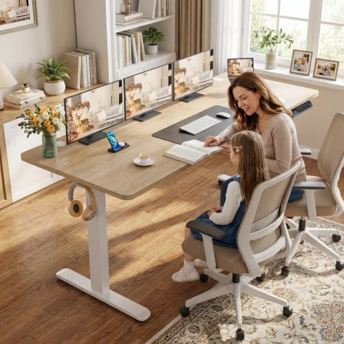 farexon 71x28 Inch Electric Standing Desk with Mouse Pad, Oak Gray - Image 2