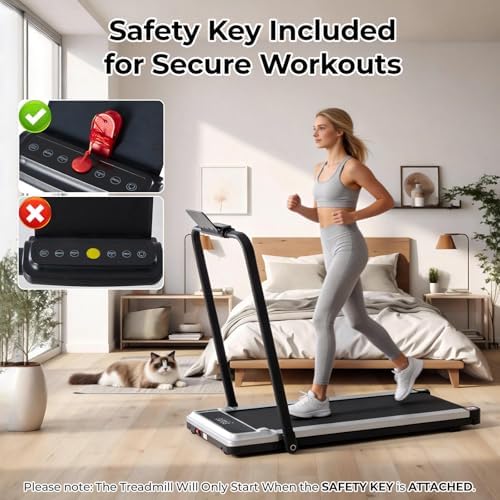 Foldable Walking Pad Treadmill for Home Office with Handle Bar, 3-in-1 Portable Treadmill Under Desk, Low Noise Operation, Remote Control & LED Display, Black - Image 6