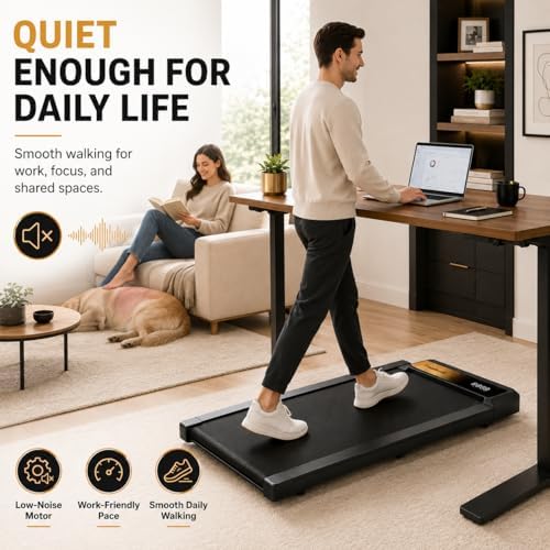 Walking Treadmill Pad with 8% Incline for Home, Under Desk Treadmill for Home Office, 2.5HP Quiet Portable Walking Mat, 265 lbs Capacity, Compact Treadmill for Small Spaces with 15" x 35.4" Belt - Image 2