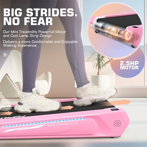 FUNMILY Smallest Walking Pad with 5% Incline, 2 in 1 Under Desk Treadmill for Home Office, 2.5 HP Mini Compact Walking Treadmill, Installation-Free/300lbs Weight Capacity/Unique Lighting Design - Image 6