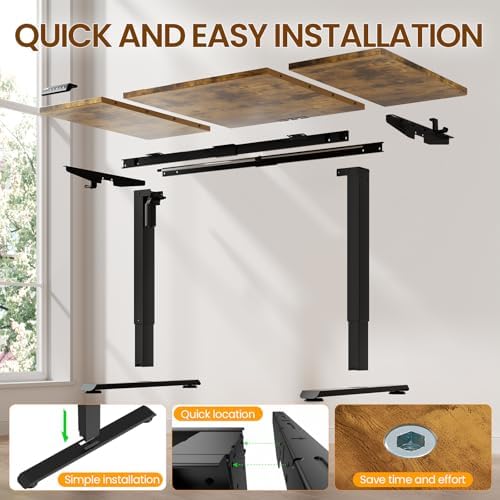 Veken 63"x28" Wider Large Standing Desk, Electric Height Adjustable, Brown - Image 4