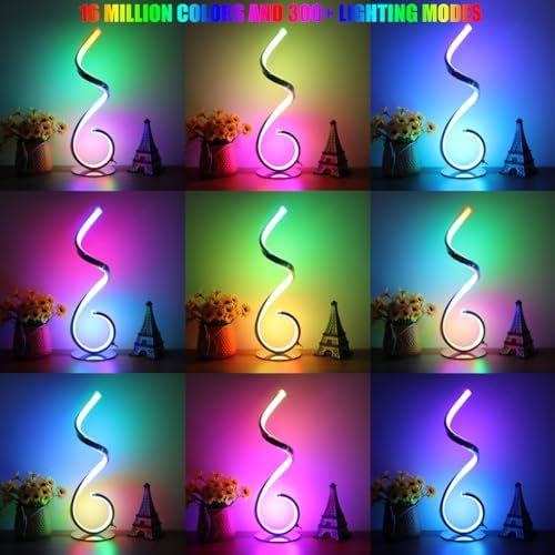 RGB Bedside Table Lamp, Dimmable Modern Lamp, Creative Spiral Colorful LED Table Lamp for Bedroom, Living Room, Office and Kid's Room - Image 4