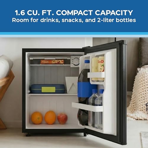 Avanti Mini Fridge 1.6 Cu. Ft. Compact Refrigerator for Dorm, Office & Bedroom, Chiller Compartment, Glass Shelf, Reversible Door, ENERGY STAR, Black - Image 2