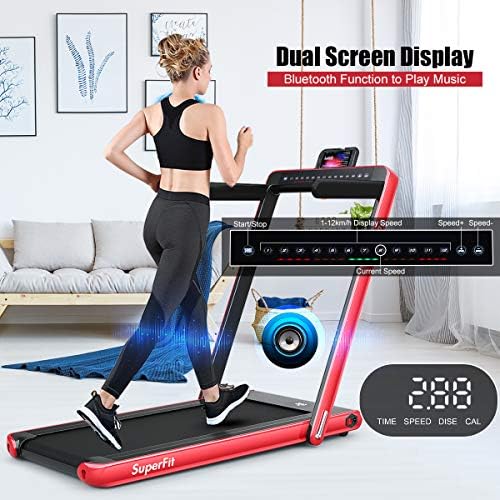 GYMAX Walking Pad, 2.25HP Dual Display Foldable Treadmill for Home with Remote/Smart App Control, Portable Compact Treadmill for Office Under Desk, Folding Running Machine for Small Spaces - Image 5