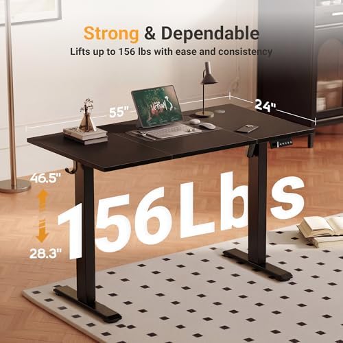 YDN Electric Standing Desk, 55x24 Inch, Black - Image 3