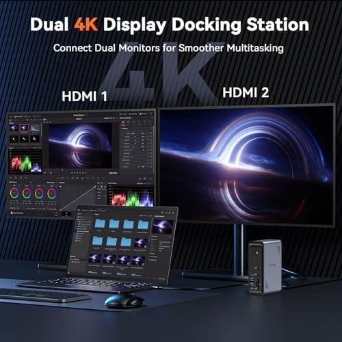 TobenONE 19-in-1 Laptop Docking Station Dual Monitor,10 USB C/A,2×4K HDMI - Image 4
